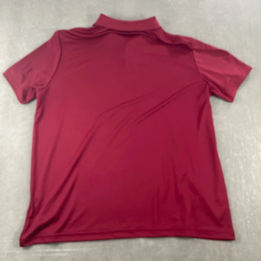 Adidas Mens 2XL Burgundy Short Sleeve Performance Polo Shirt Logo Activewear